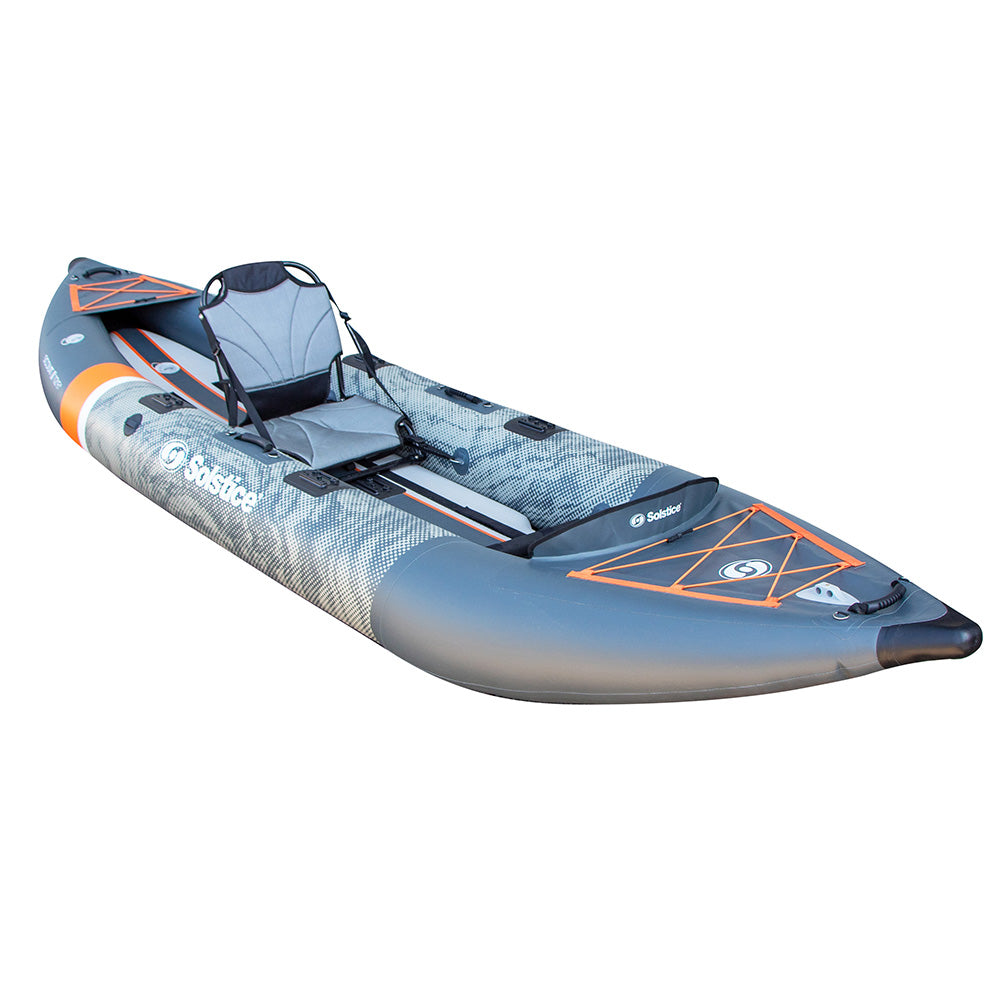 Solstice Scout Inflatable Fishing Kayak – 1–2 Person Tandem Kayak Kit with Rod Holders, Paddles & Pump