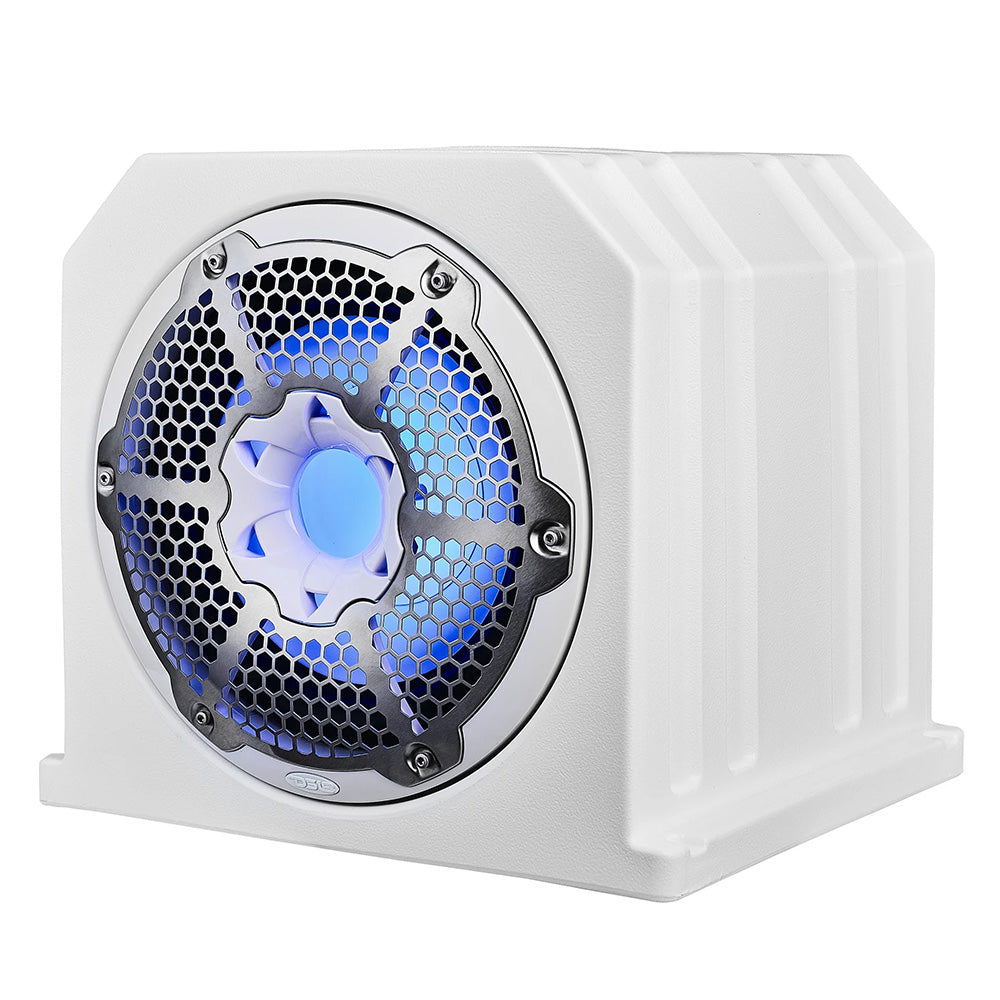 DS18 HYDRO 10 inch marine subwoofer enclosure with RGB lights – white”