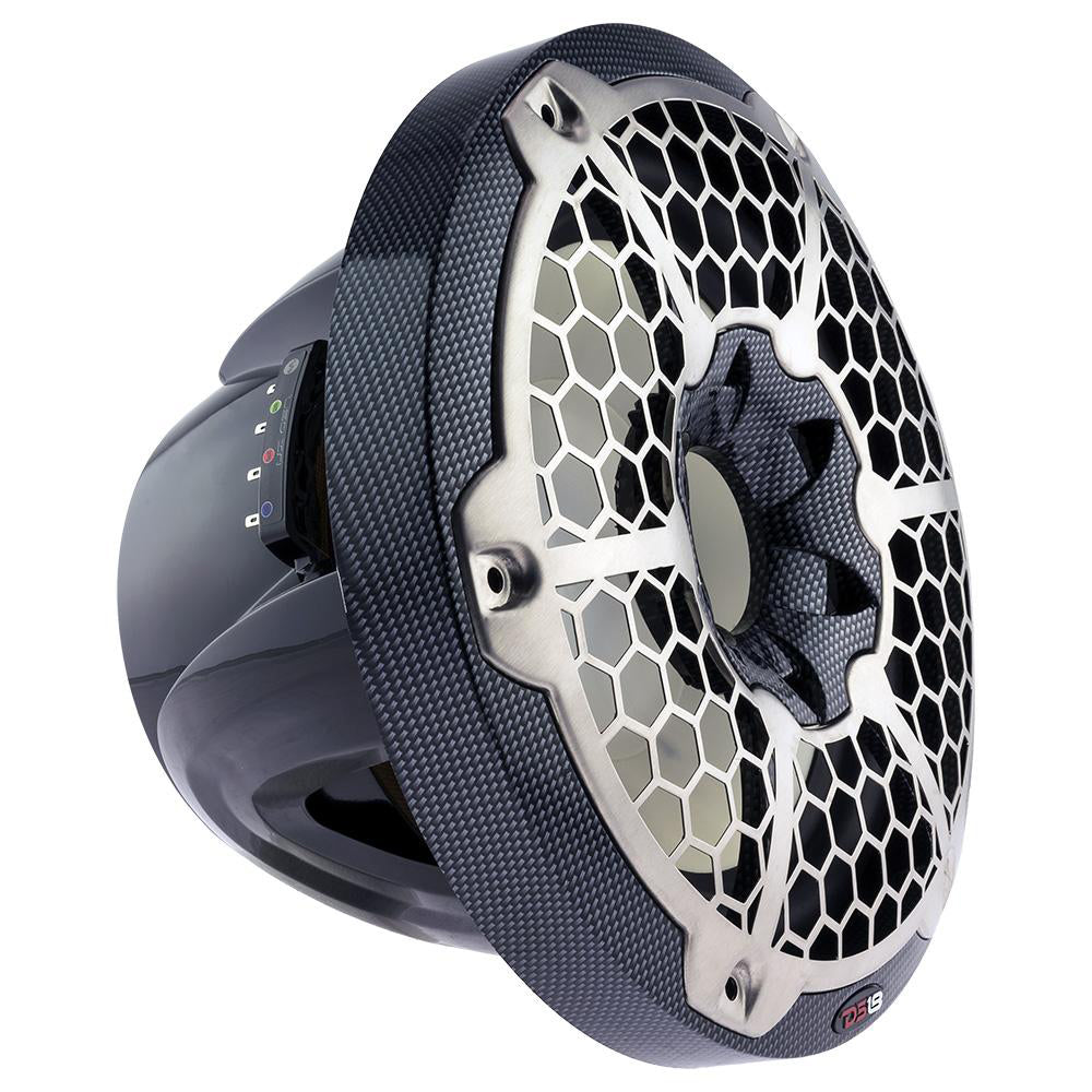 DS18 HYDRO 10" Marine Subwoofer w/ RGB Lights – 600W – Carbon Fiber