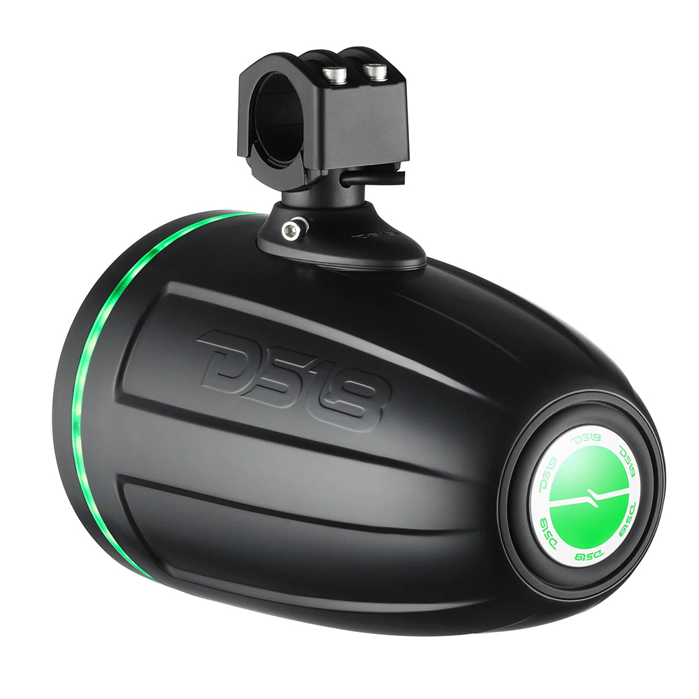 Black DS18 8 inch HYDRO tower pod speakers with passive radiator and RGB lighting