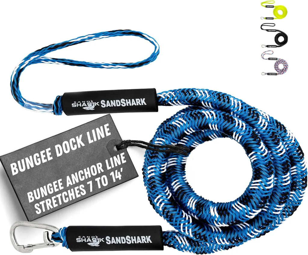 SandShark 7–14 ft Bungee Dock Line – Anchor & Mooring Rope for Boats & Jet Skis