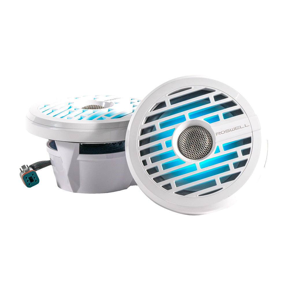 Roswell R1 7.7” Marine Speakers – White, 90W RMS / 180W Peak with RGB Lighting