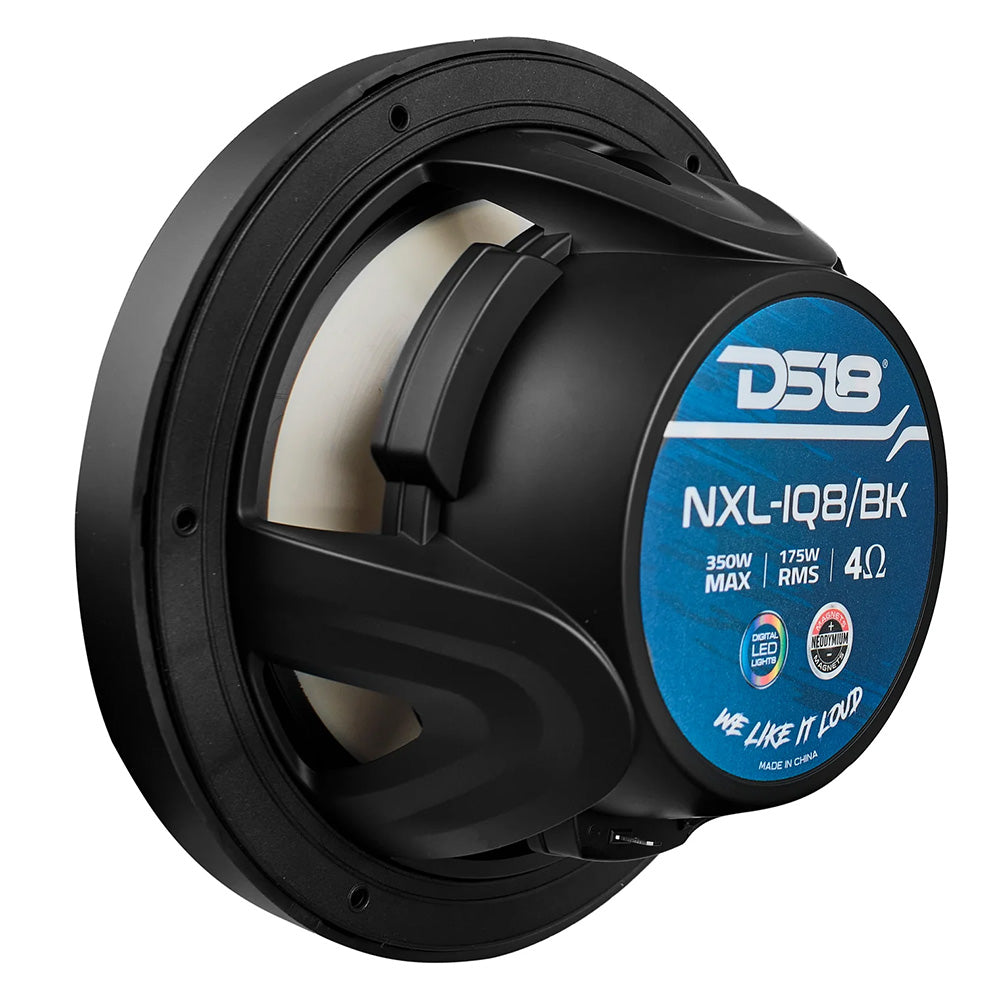 DS18 8 inch black coaxial boat speakers 175W RMS with bullet tweeter