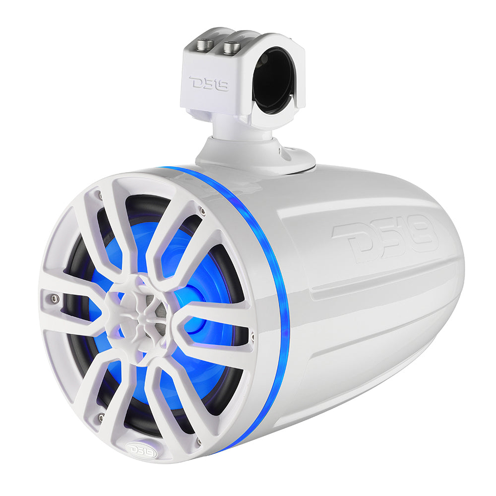 Marine-grade DS18 8 inch white tower pod speaker waterproof with LED RGB lights