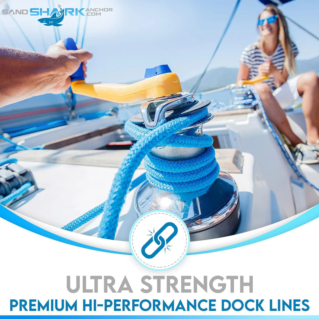 SandShark 4-Pack Premium Dock Lines – ½” x 15 ft Heavy-Duty Mooring Ropes for Boats, Jet Skis & Pontoons