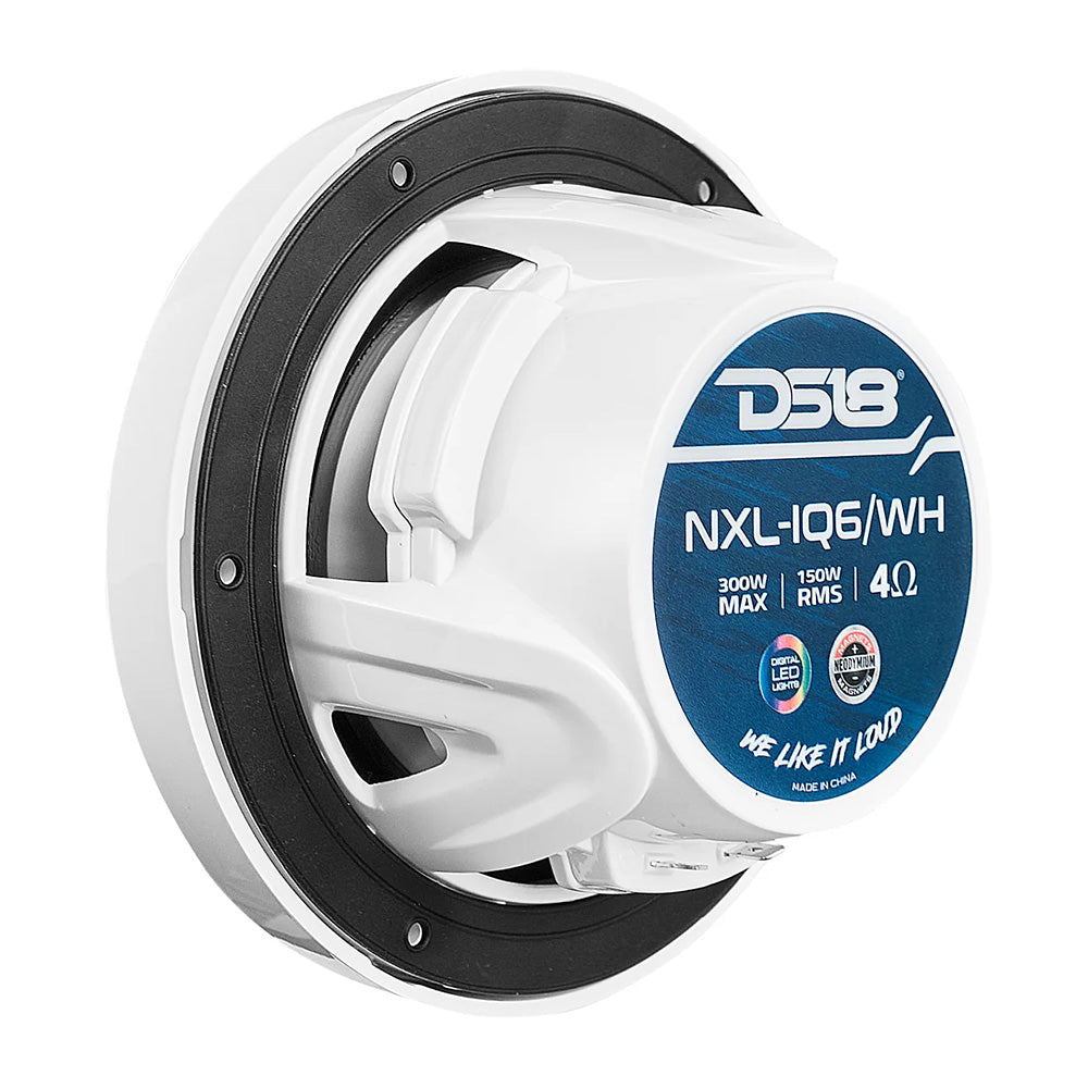 DS18 6.5 inch white coaxial boat speakers with 150W RMS and 300W Max power