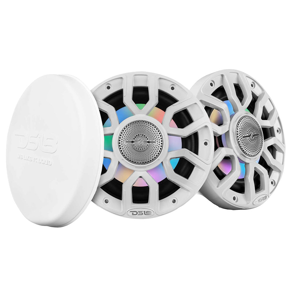 DS18 6.5 inch white coaxial marine speakers with bullet tweeter and LED lights