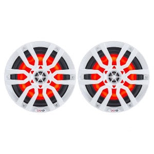 DS18 HYDRO 8 inch white 2-way marine speakers with RGB LED lights