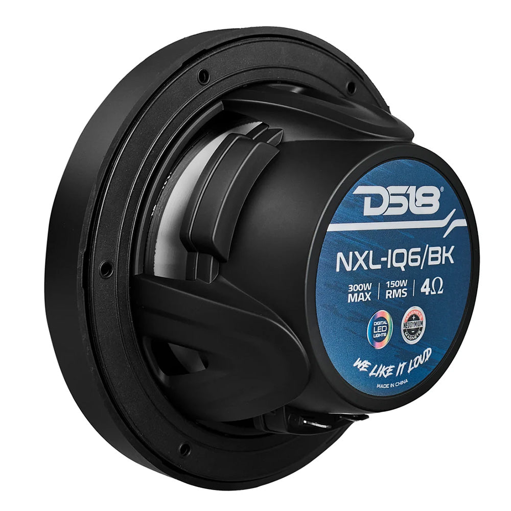 DS18 6.5 inch black coaxial boat speakers with 150W RMS and 300W Max power