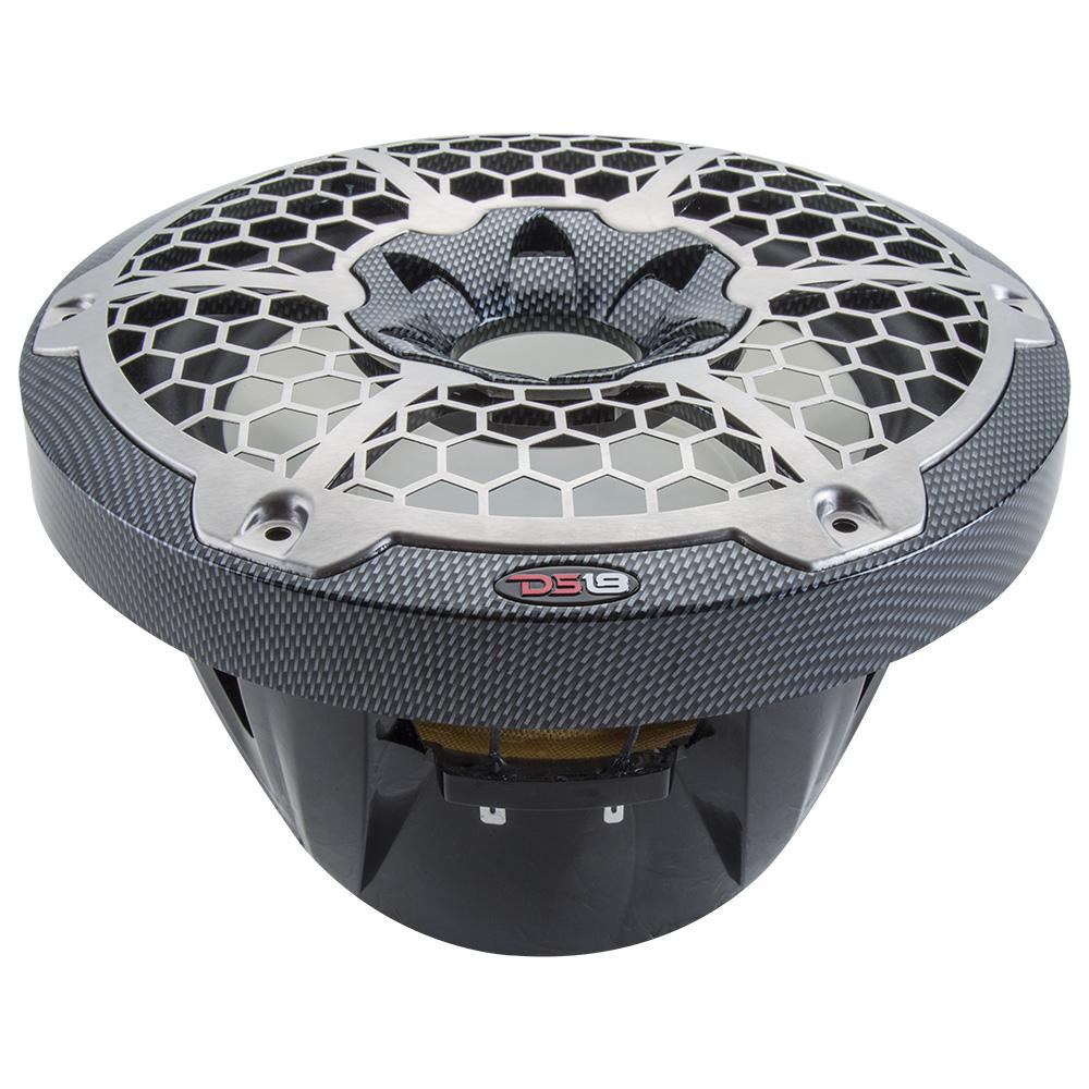 DS18 HYDRO 10" Marine Subwoofer w/ RGB Lights – 600W – Carbon Fiber