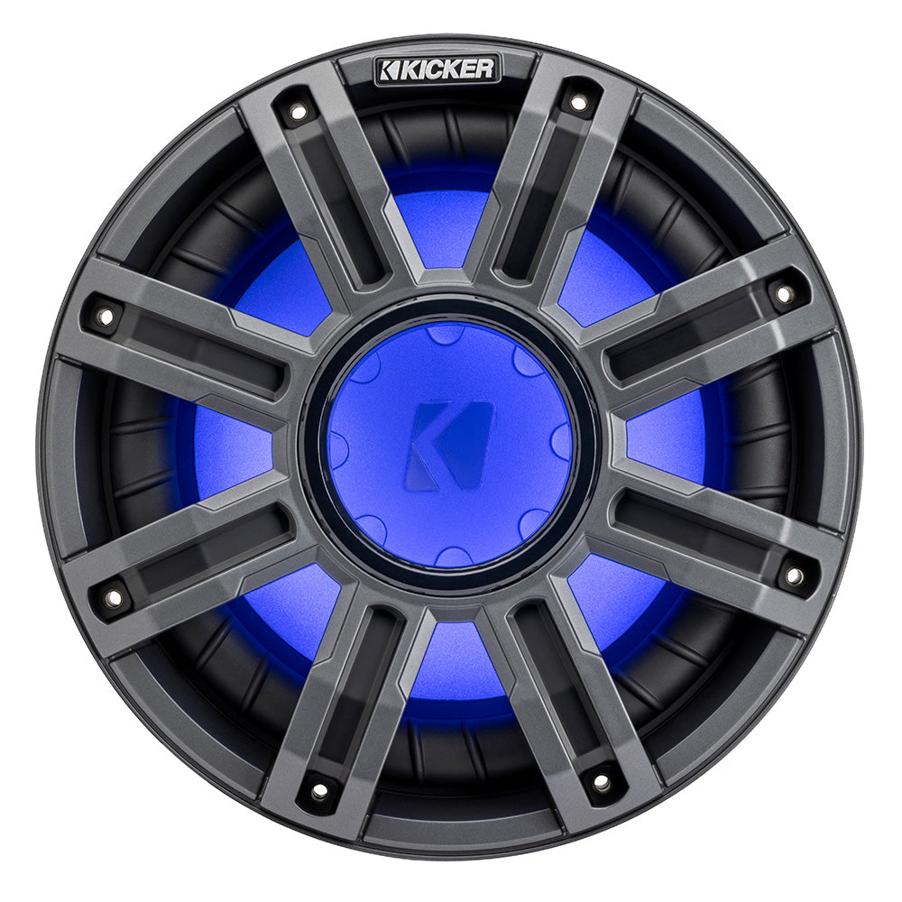 KICKER 12” Premium Marine Subwoofer – 4-Ohm, Enclosure Mount, LED Blue Glow
