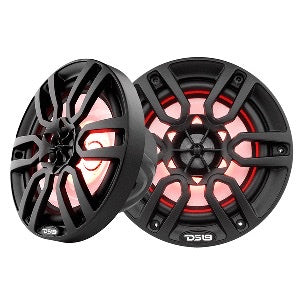 DS18 HYDRO 6.5 inch black 2-way marine speakers with RGB LED lights