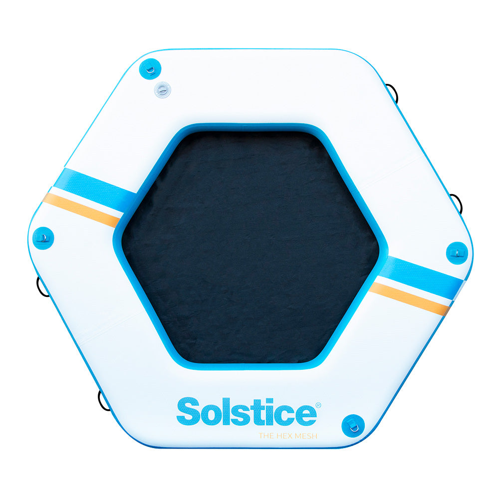 “Solstice Hex Mesh inflatable water float with hexagonal design and open center for lounging or swimming”