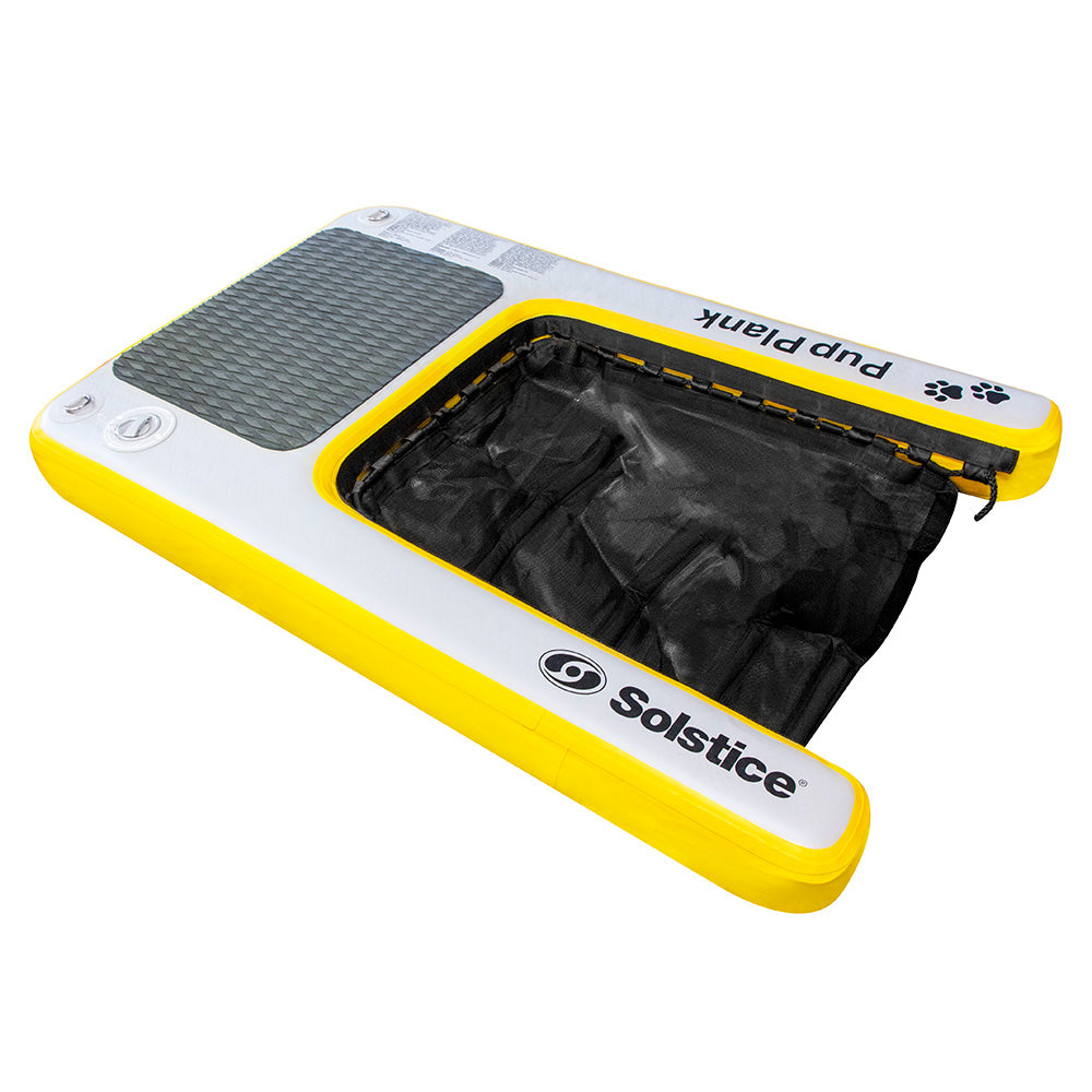 Solstice Pup Plank inflatable dog boarding platform with mesh underwater ramp for easy pet access to boats and docks