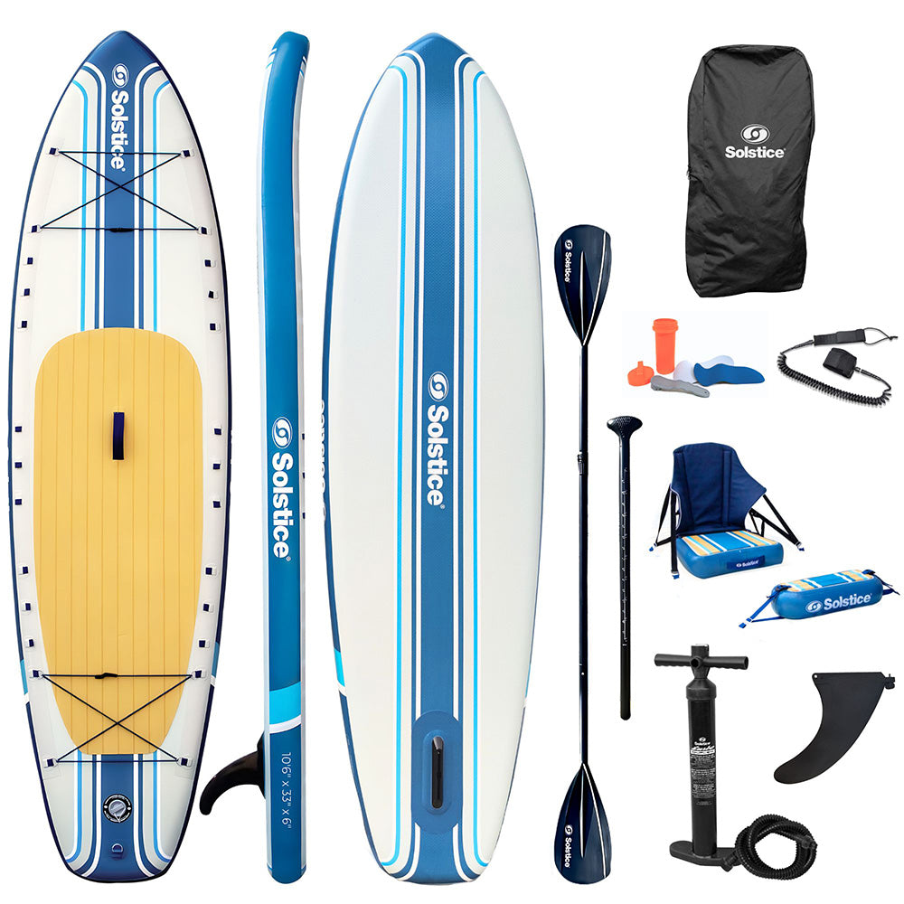 Solstice Watersports 10’6” Rambler Inflatable SUP/Kayak 2-in-1 Kit – Blue