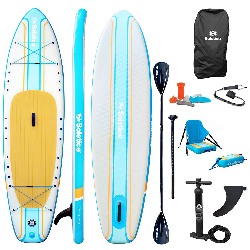 Solstice Watersports 10’6” Rambler Inflatable SUP/Kayak 2-in-1 Kit – Orange