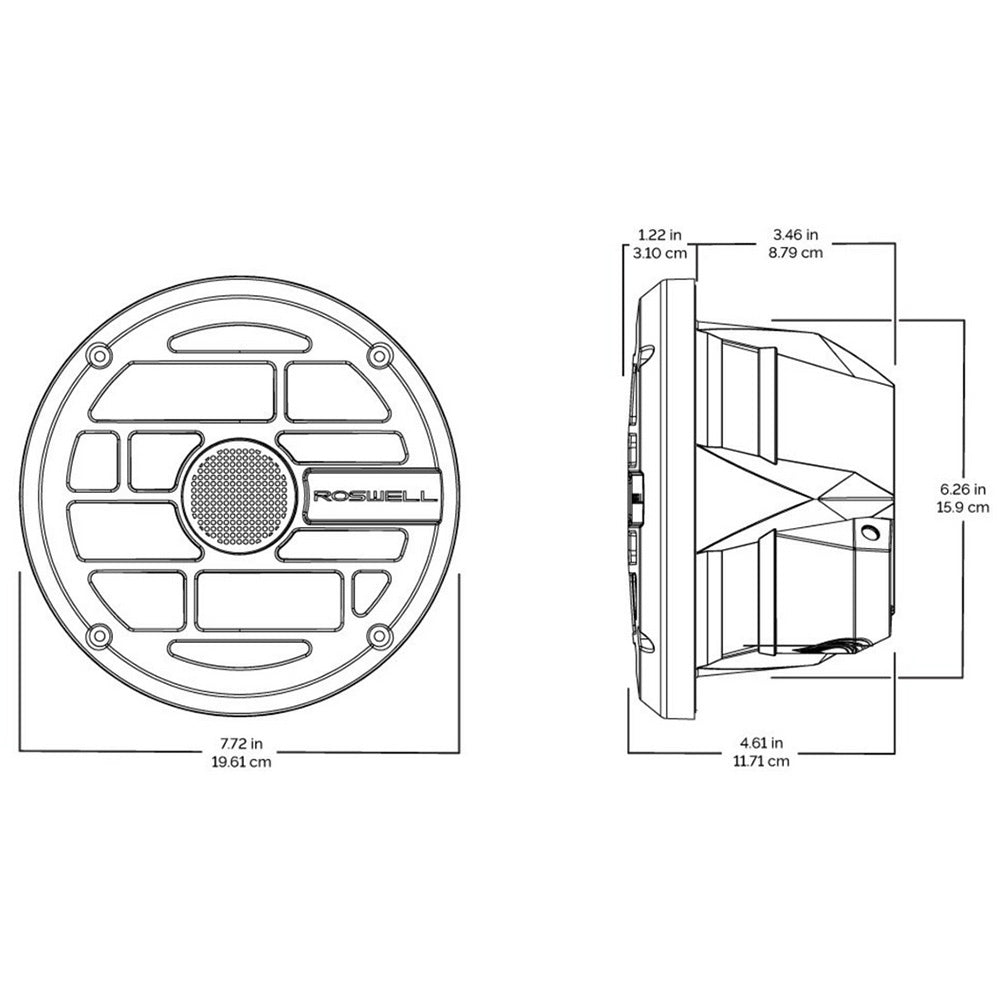 Roswell R-Series 6.5” Marine Speakers – Anthracite Grille | 60W RMS / 120W Peak Power