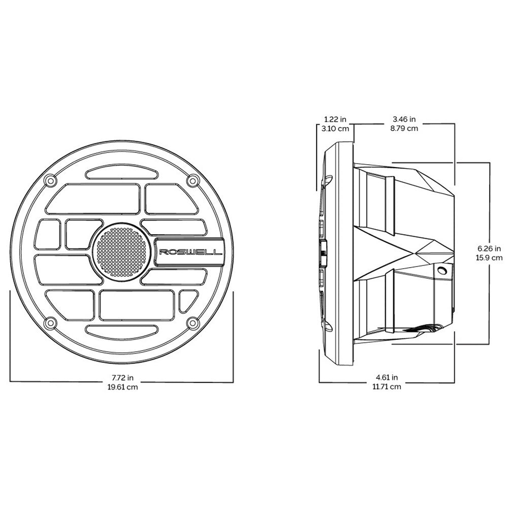 Roswell R-Series 7.7” Marine Speakers – Anthracite Grille | 80W RMS / 160W Peak Power