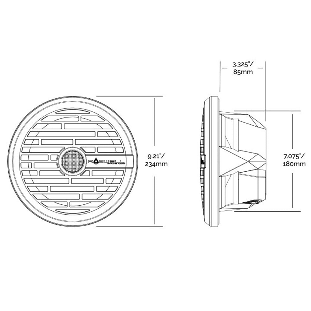 Roswell R1 8” Marine Speakers – Black | 100W RMS / 200W Peak Power