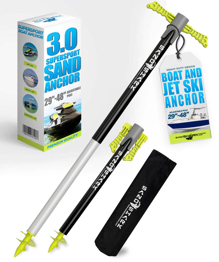🦈 SandShark SuperSport 3.0 Anchor – Adjustable 29”–48” (2025 Patent-Pending Design)