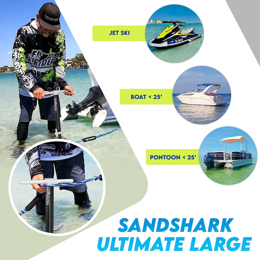 🦈 SandShark Ultimate Large Anchor – Stainless Steel (29”–48”) with Carrying Case