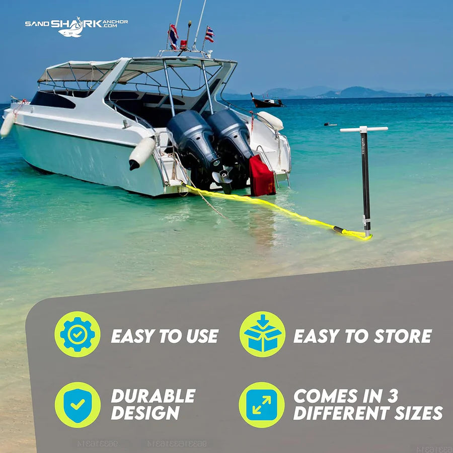 🦈 SandShark Ultimate Large Anchor – Stainless Steel (29”–48”) with Carrying Case