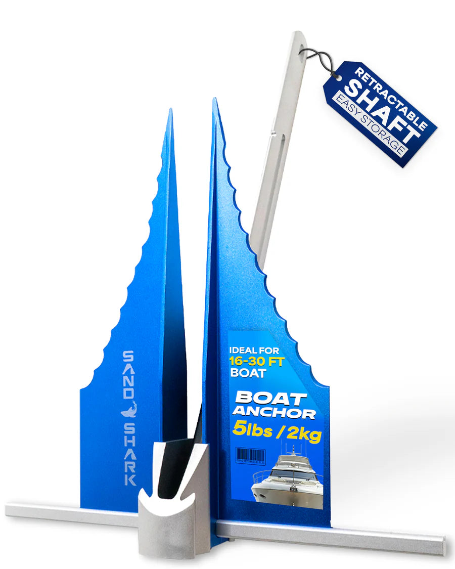 ⚓ SandShark Fluke Anchor – Premium Anchor for Boats & Pontoons (5lb, Retractable Shaft)