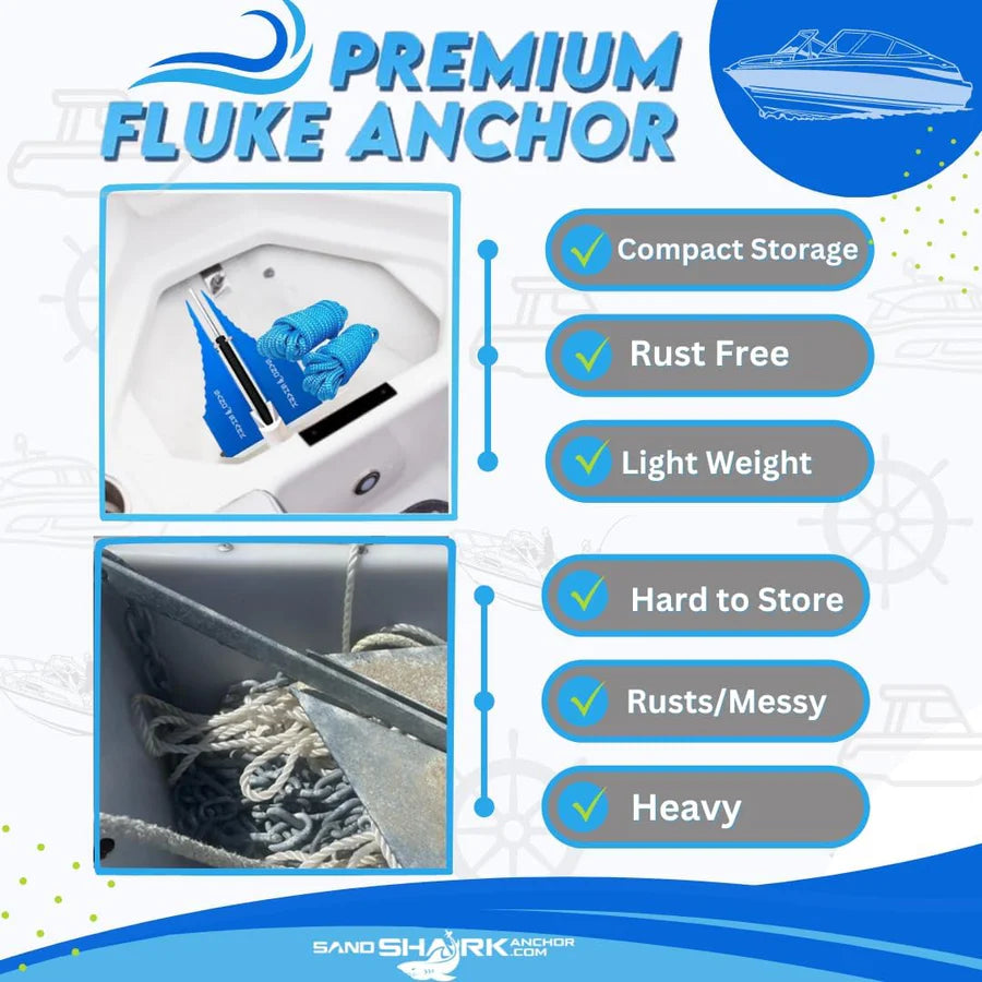 ⚓ SandShark Fluke Anchor – Premium Anchor for Boats & Pontoons (5lb, Retractable Shaft)