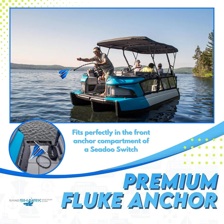 ⚓ SandShark Fluke Anchor – Premium Anchor for Boats & Pontoons (5lb, Retractable Shaft)
