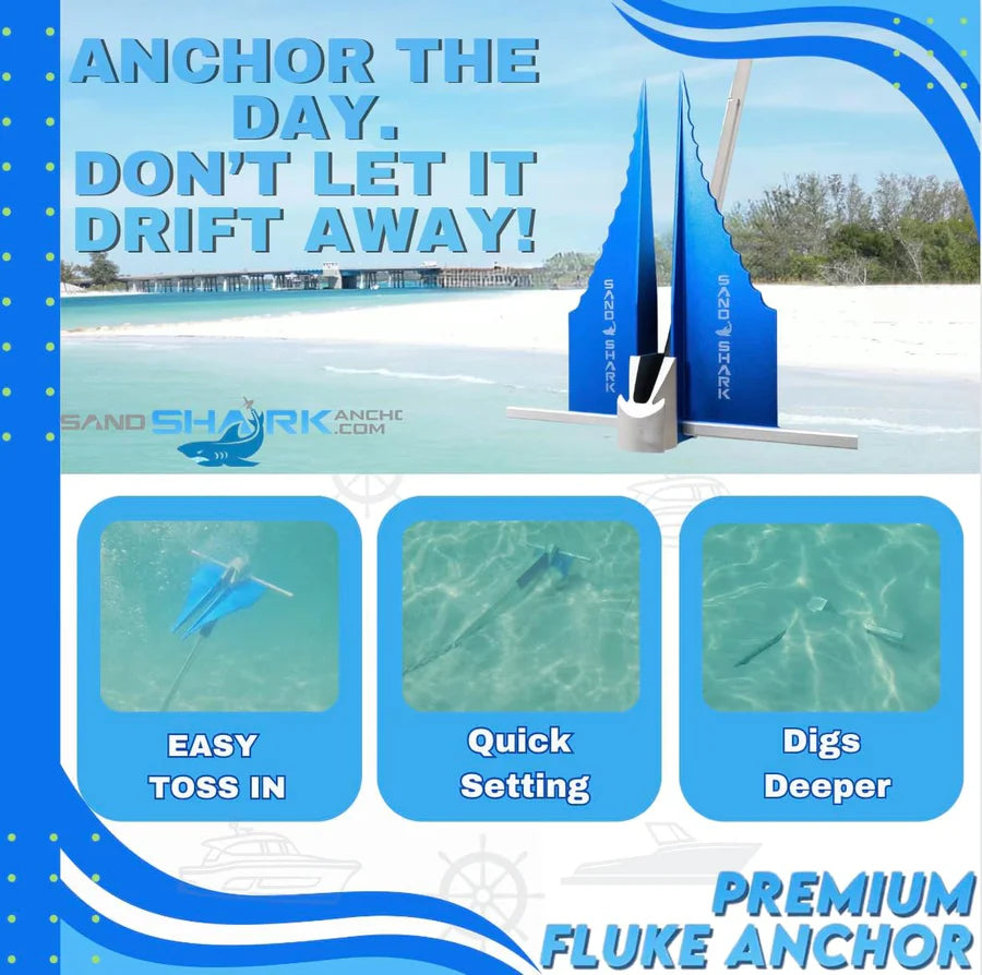 ⚓ SandShark Fluke Anchor – Premium Anchor for Boats & Pontoons (5lb, Retractable Shaft)