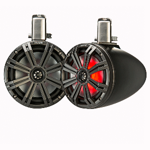 KICKER KMTC8 8” LED Marine Tower Speakers – Black or White (Pair)