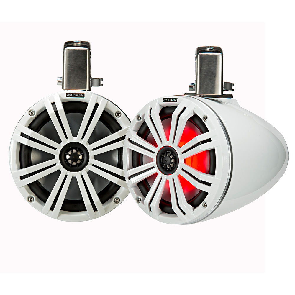 KICKER KMTC8 8” LED Marine Tower Speakers – Black or White (Pair)