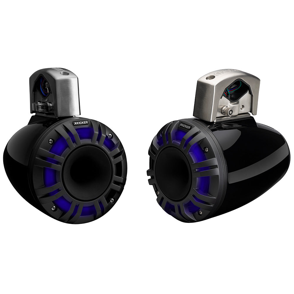 KICKER KMTCX65 6.5” LED Horn-Loaded Marine Tower Speakers – Black or White (Pair)