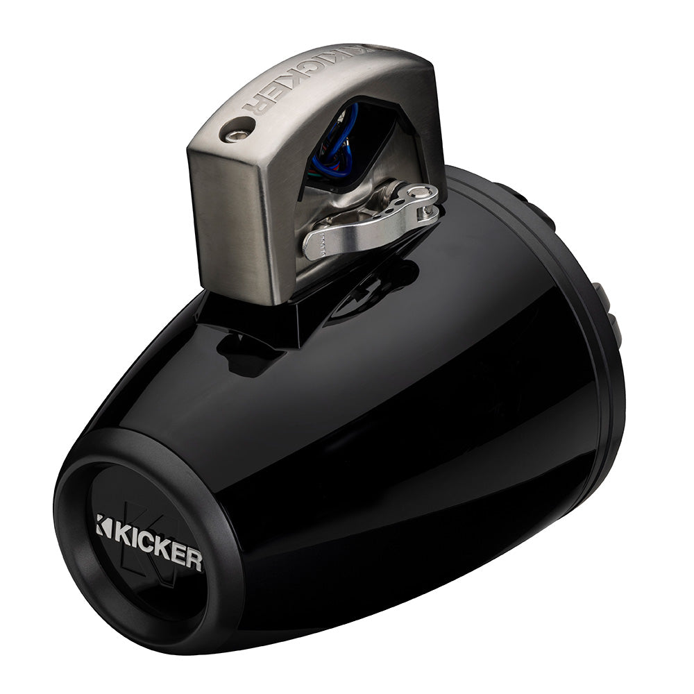 KICKER KMTCX65 6.5” LED Horn-Loaded Marine Tower Speakers – Black or White (Pair)