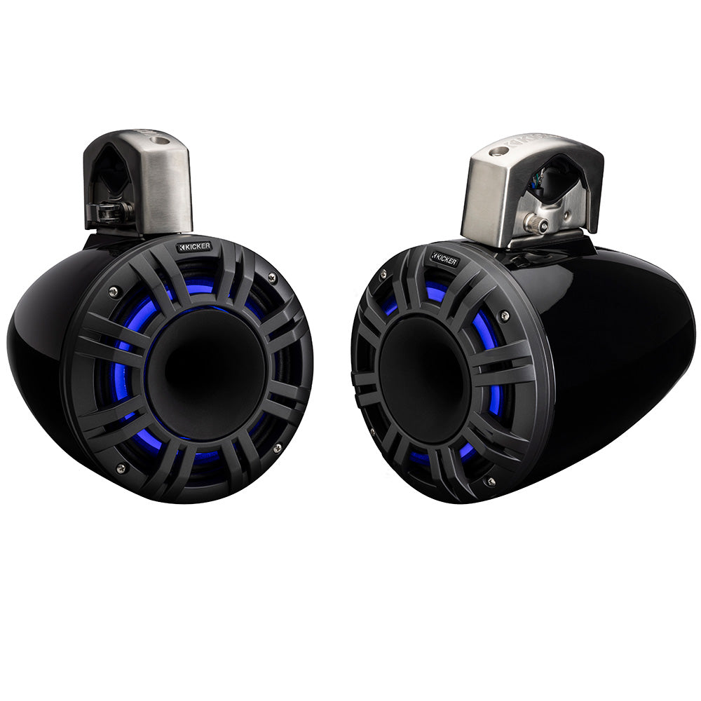 KICKER KMTCX8L 8” LED Horn-Loaded Marine Tower Speakers – Black or White (Pair)