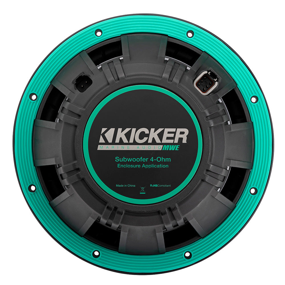 KICKER 10” Premium Marine Subwoofer – 4-Ohm, Free-Air Design with LED