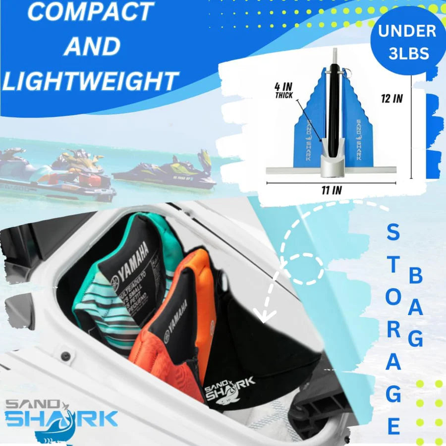 SandShark Mini Fluke Anchor Kit – Jet Ski, Kayak & PWC Anchor (Anchor + Line + Case)