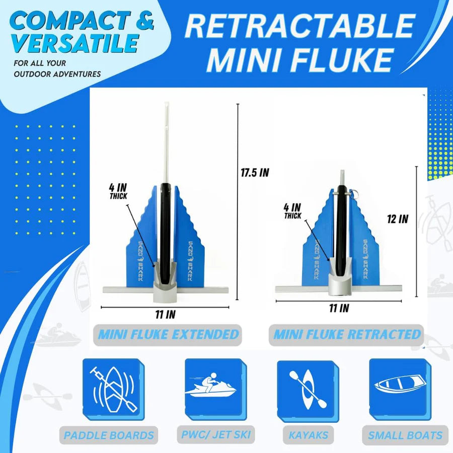 SandShark Mini Fluke Anchor Kit – Jet Ski, Kayak & PWC Anchor (Anchor + Line + Case)
