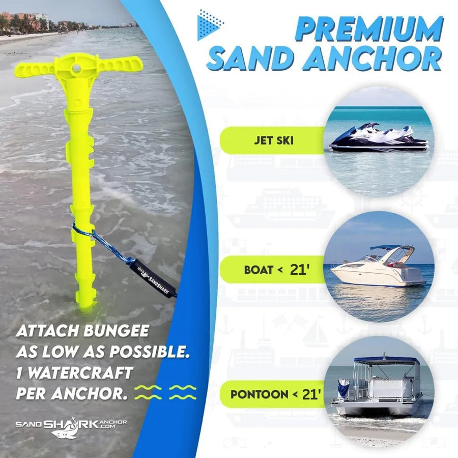 SandShark Sport Anchor – Adjustable 16”–32” ABS Plastic Auger Anchor for Jet Skis & Kayaks