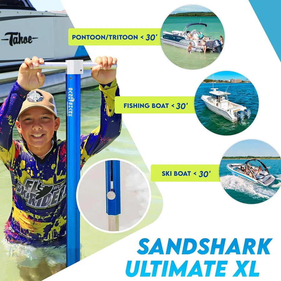 SandShark Ultimate XL Anchor – Heavy-Duty 3’–5’ Auger Anchor for Boats, Pontoons & Tritoons