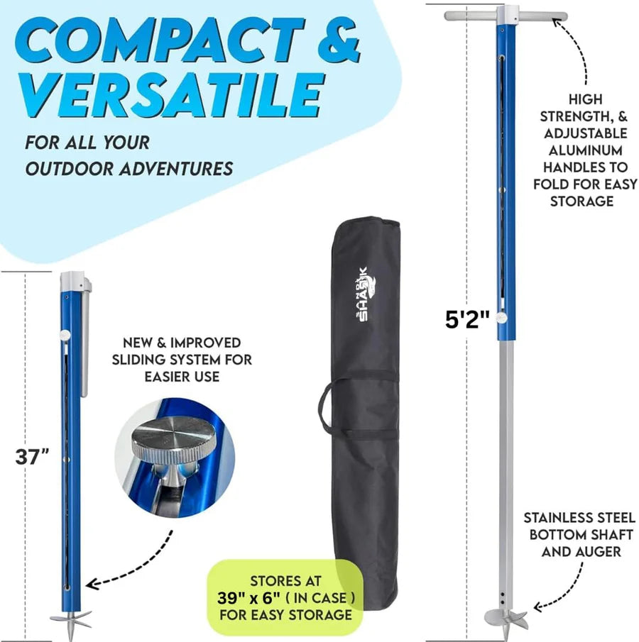 SandShark Ultimate XL Anchor – Heavy-Duty 3’–5’ Auger Anchor for Boats, Pontoons & Tritoons