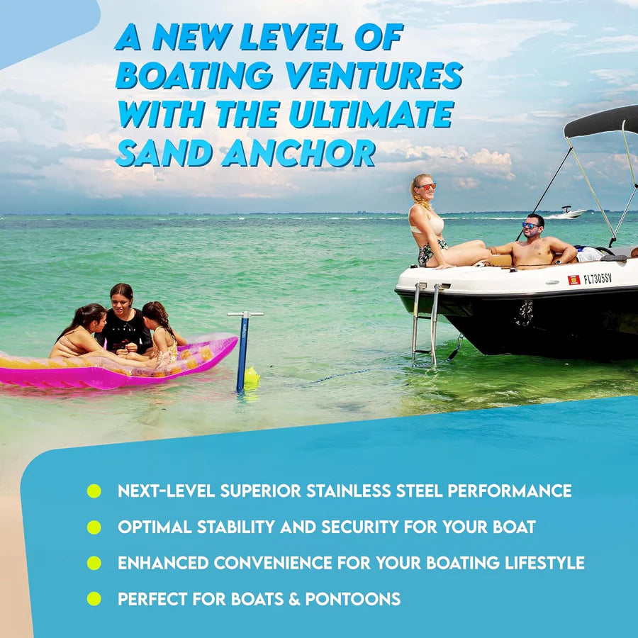 SandShark Ultimate XL Anchor – Heavy-Duty 3’–5’ Auger Anchor for Boats, Pontoons & Tritoons