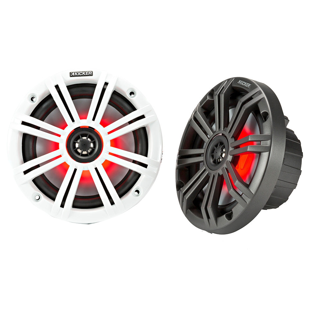 * KICKER KM8 8 inch LED marine speakers in charcoal and white
* RGB illuminated KICKER marine boat speakers
* KICKER 45KM84L marine coaxial speaker set
* Premium 8 inch marine speakers for wake boats and pontoons